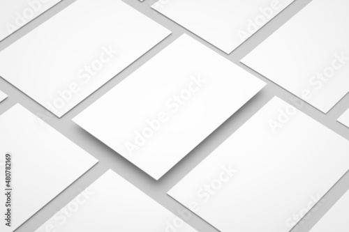 A4 size white paper mock- up on grey background