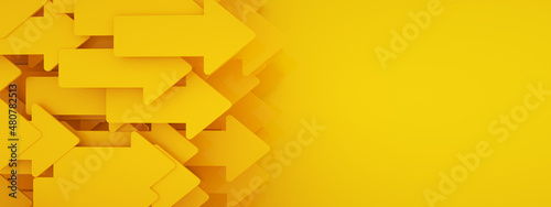 yellow arrows background, 3d rendering, business leader concept