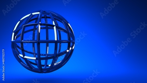 Blue circle abstract on blue text space. 3D illustration for background.