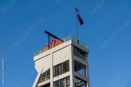 Shaft tower of a former coal mine