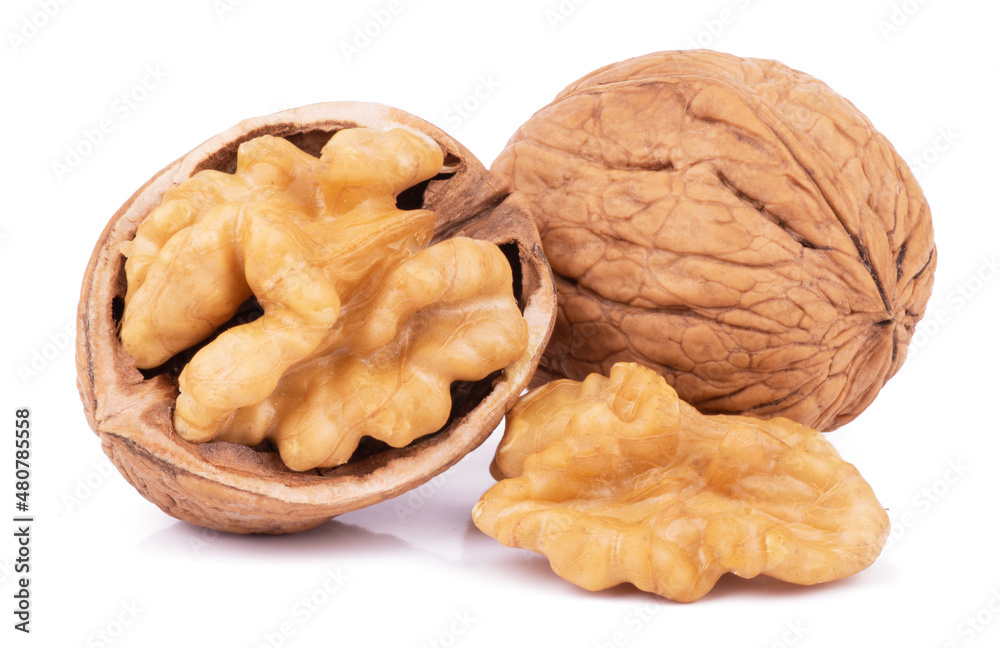 Group of wallnuts isolated on white background Group of wallnuts isolated on white background