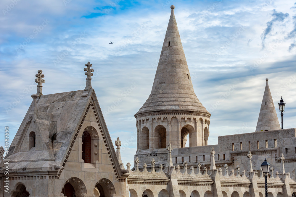 Towers of Fisherman Bastion in Budapest, Hungary