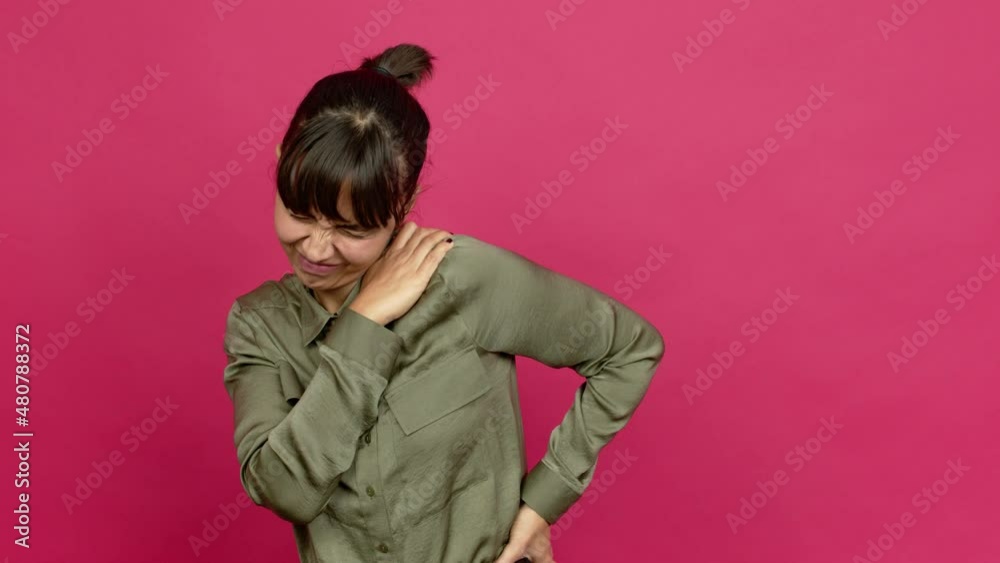 Pretty woman with shoulder pain over isolated background Pretty woman with shoulder pain over isolated background