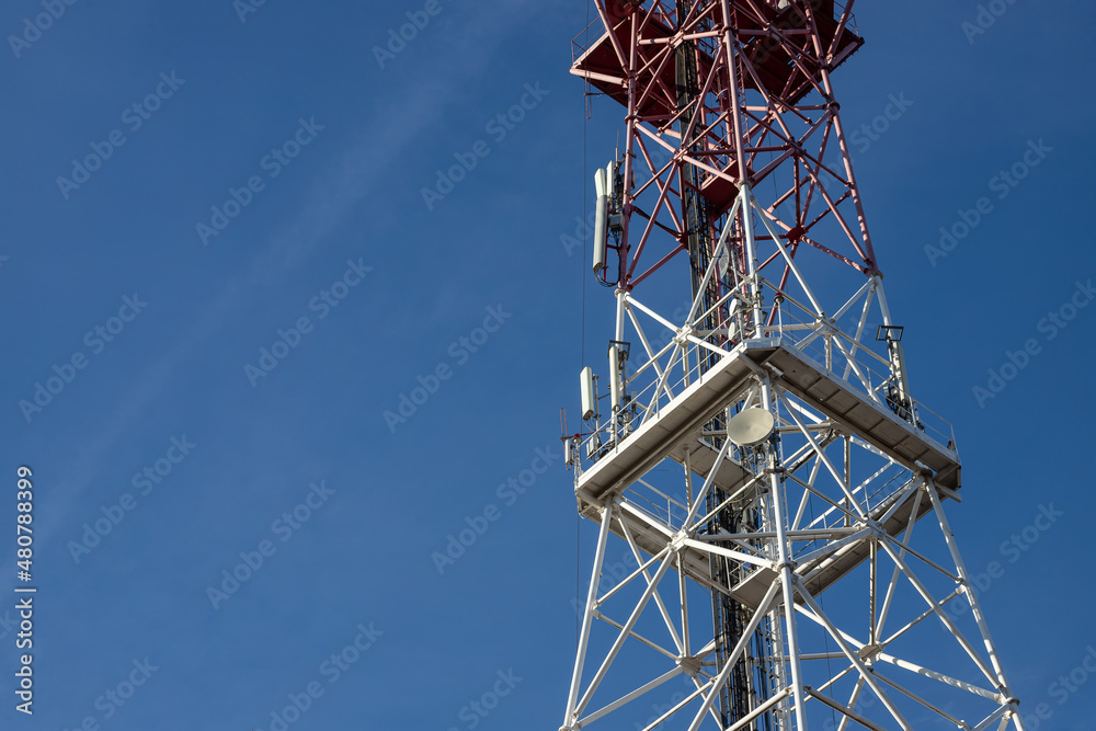 Telecommunications antenna for radio, television and telephony whit cloud and Blue sky