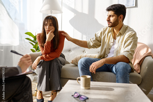 Photography Upset married couple during family therapy
