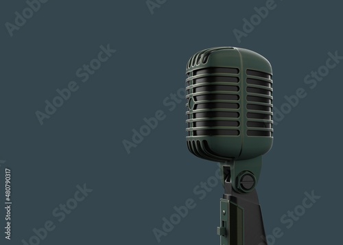 microphone green color plain background