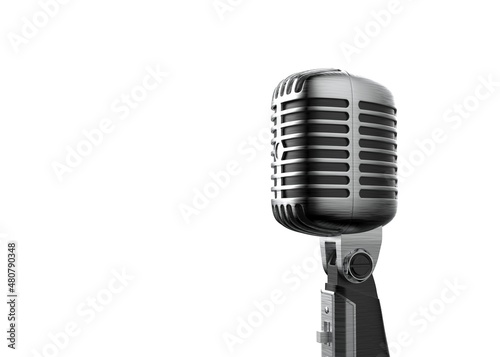 Retro microphone on white background