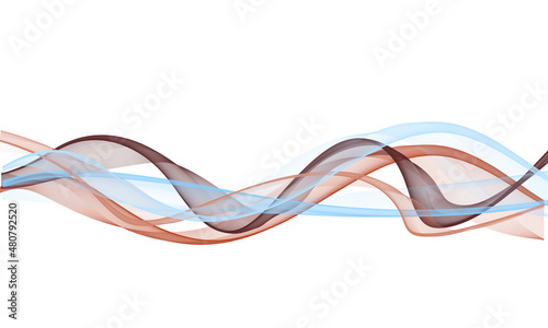 Curved wavy brown line on a white background. Abstract wave element for design.