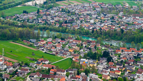 View of Tacen settlement in Ljubljana, Slovenia, as seen from Mt. Saint Mary. Taken in 2014.