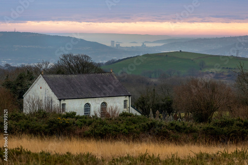 Gellionnen chapel and Swansea Bay photo