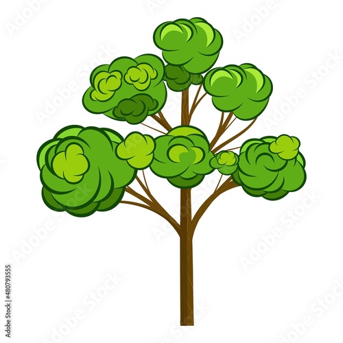 Vector trendy Cartoon tree for Park, Forest and others landscape scene. Cartoon tree vector props illustration decor and animation scene.