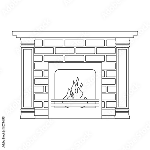 Fireplace vector icon.Outline vector icon isolated on white background fireplace.