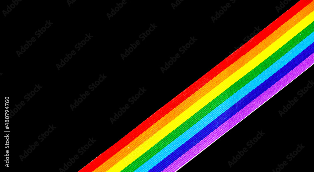 Colorful rainbow ribbon border design. LGBT colourful corner design
