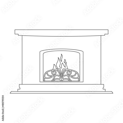 Fireplace vector icon.Outline vector icon isolated on white background fireplace.