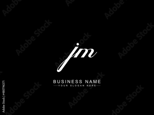 Initial Premium Handwriting JM Logo Icon, Signature jm logo with feminine beauty salon fashion modern luxury woman letter template
