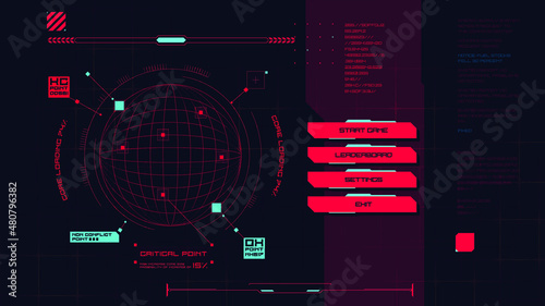 Cyberpunk Menu Interface. Futuristic Abstract HUD. Good for game UI. Vector Illustration EPS10