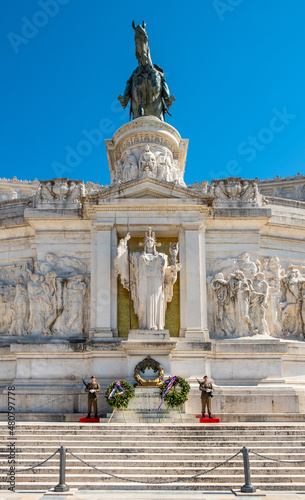 Altar of Fatherland with the Tomb of the Unknown Soldier by Angelo Zanelli within Altare della Patria monument at Piazza Venezia Square in historic city center of Rome in Italy photo