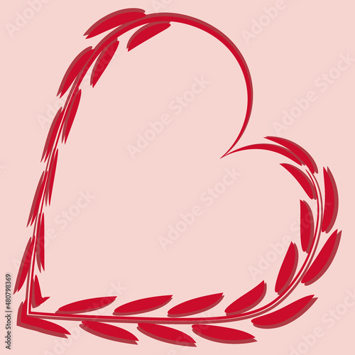 Heart of leaves. Grass. Congratulations on Valentine, Valentin Day. Design element