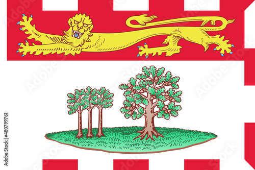 Official current vector flag of the Canadian province of PRINCE EDWARD ISLAND, CANADA