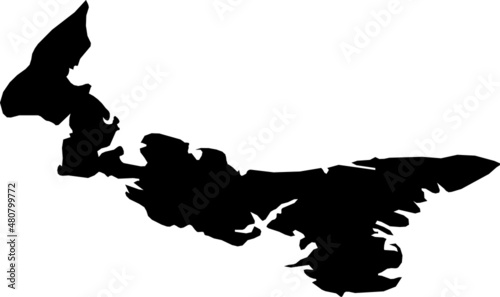 Black flat blank vector administrative map of the Canadian province of PRINCE EDWARD ISLAND, CANADA