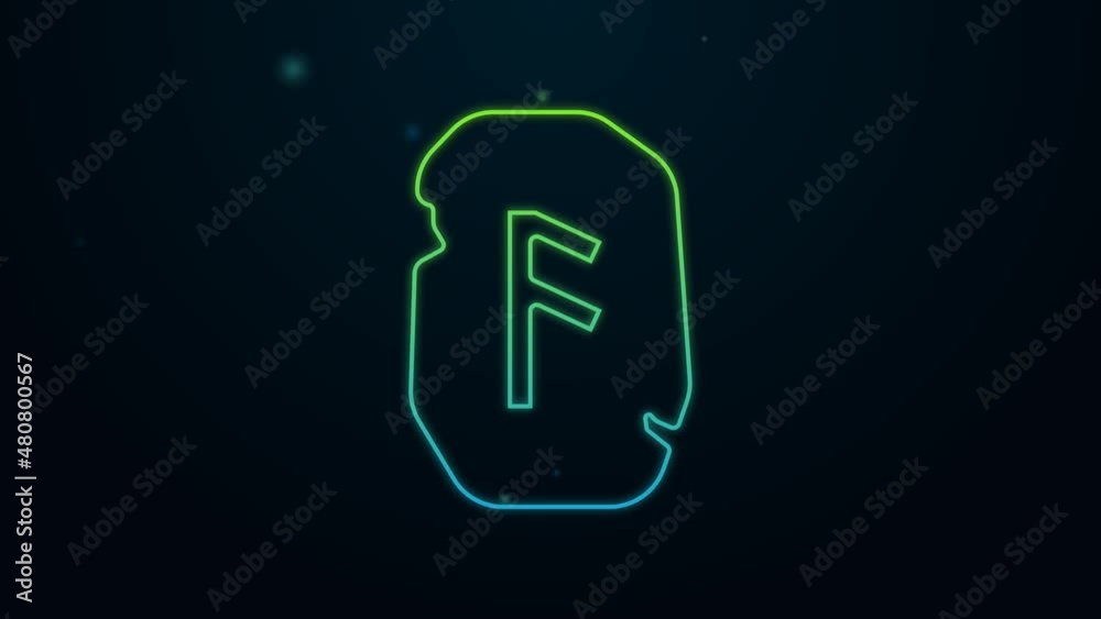 Glowing neon line Magic rune icon isolated on black background. Rune stone. 4K Video motion graphic animation Glowing neon line Magic rune icon isolated on black background. Rune stone. 4K Video motion graphic animation