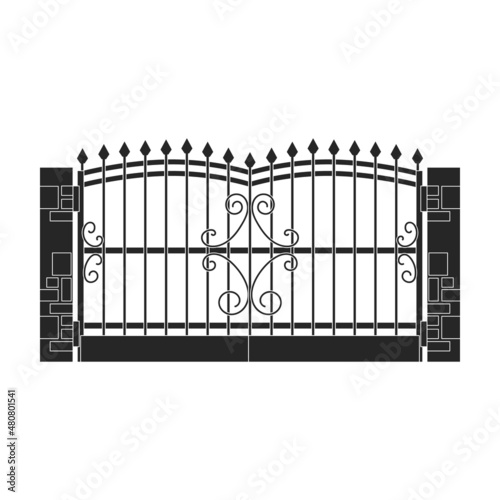 Fence gate vector icon.Black vector icon isolated on white background fence gate.