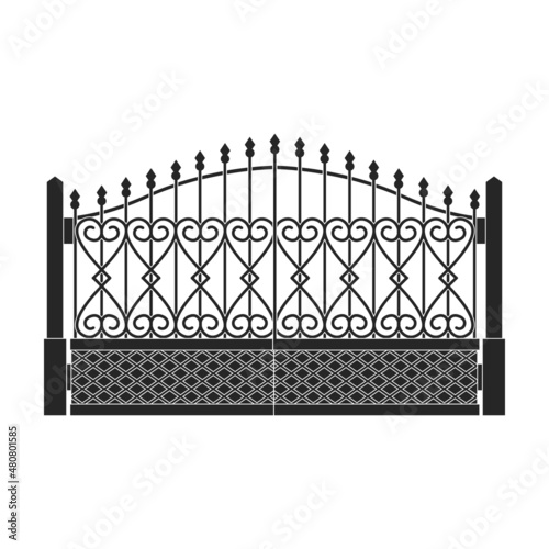 Fence gate vector icon.Black vector icon isolated on white background fence gate.