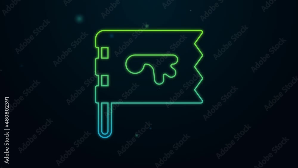 Glowing neon line Viking flag icon isolated on black background. 4K Video motion graphic animation Glowing neon line Viking flag icon isolated on black background. 4K Video motion graphic animation