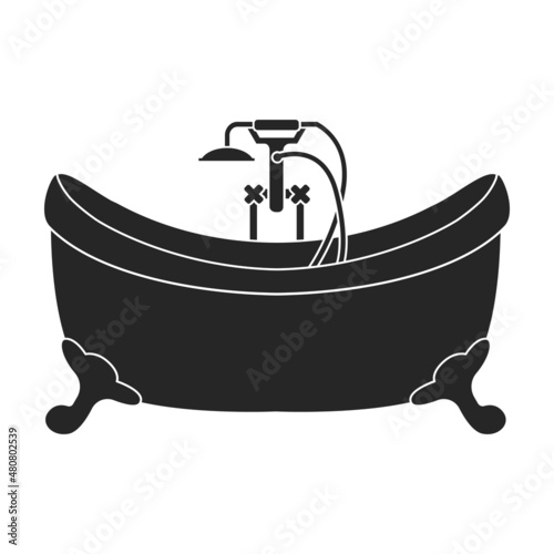 Bath tub vector icon.Black vector icon isolated on white background bath tub.