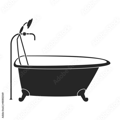 Bath tub vector icon.Black vector icon isolated on white background bath tub.