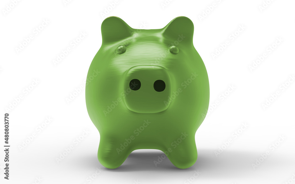 Piggy bank green to save money economy finance and savings concept 3D illustration Piggy bank green to save money economy finance and savings concept 3D illustration