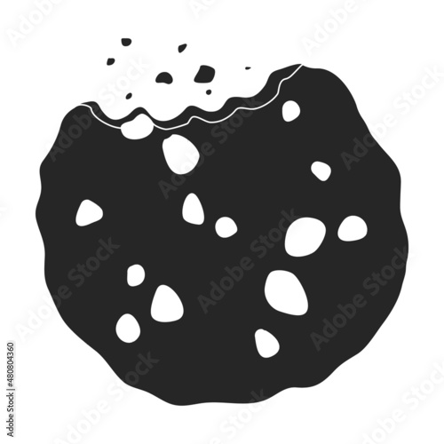 Cookies with crumbs vector icon.Black vector icon isolated on white background cookies with crumbs.