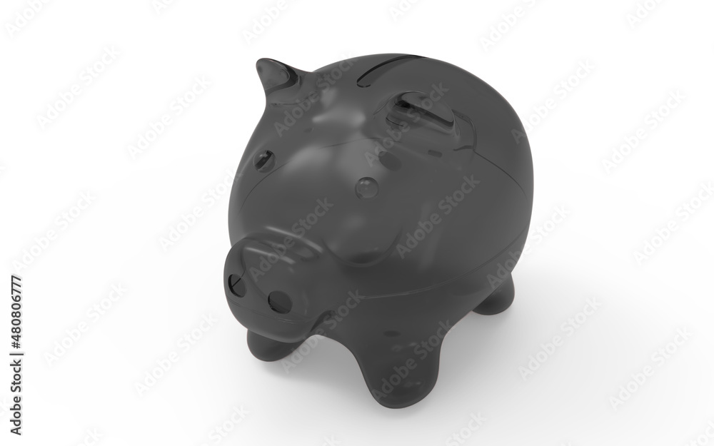 Piggy bank black to save money economy finance and savings concept 3D illustration Piggy bank black to save money economy finance and savings concept 3D illustration