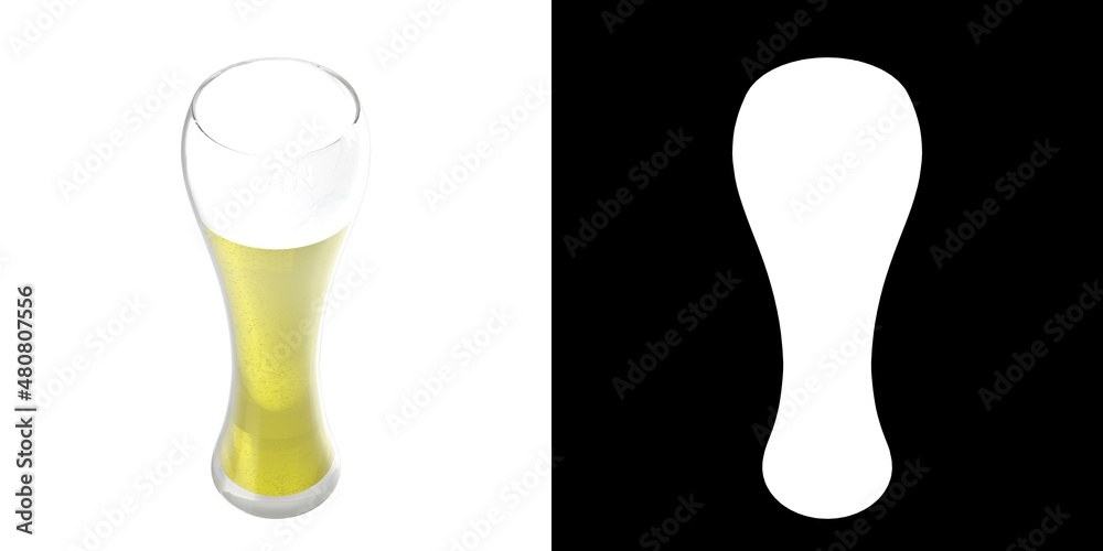 3D rendering illustration of a glass with beer 3D rendering illustration of a glass with beer