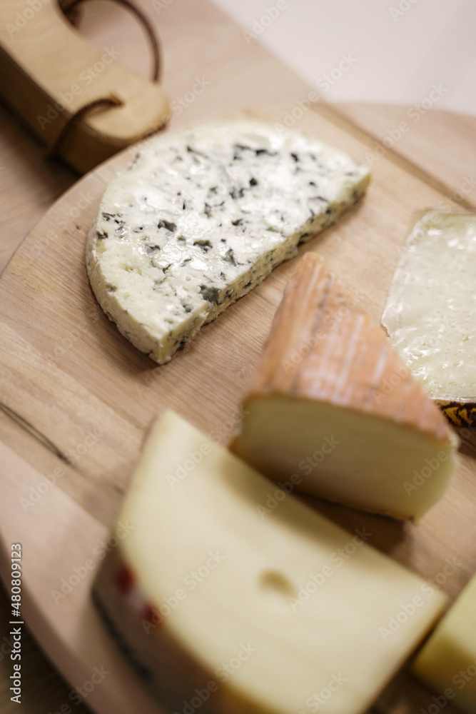 close up view of delicious types of cheese