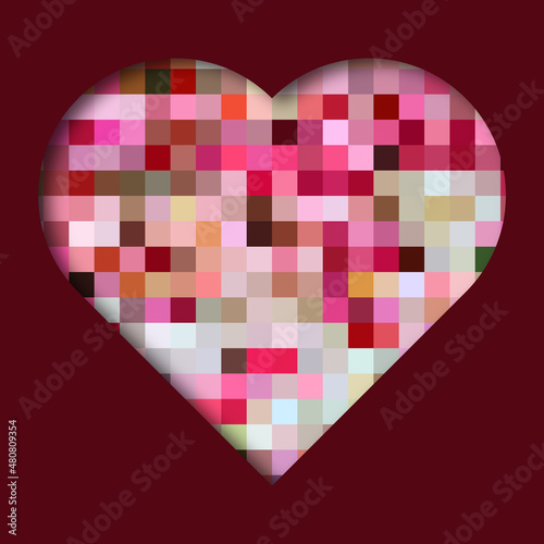 Wallpaper Mural Abstract paper cut heart. Pixel heart shaped background. Valentine's day. Torontodigital.ca