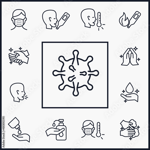 Set of Hygiene icon. Coronavirus protection pack symbol template for graphic and web design collection logo vector illustration