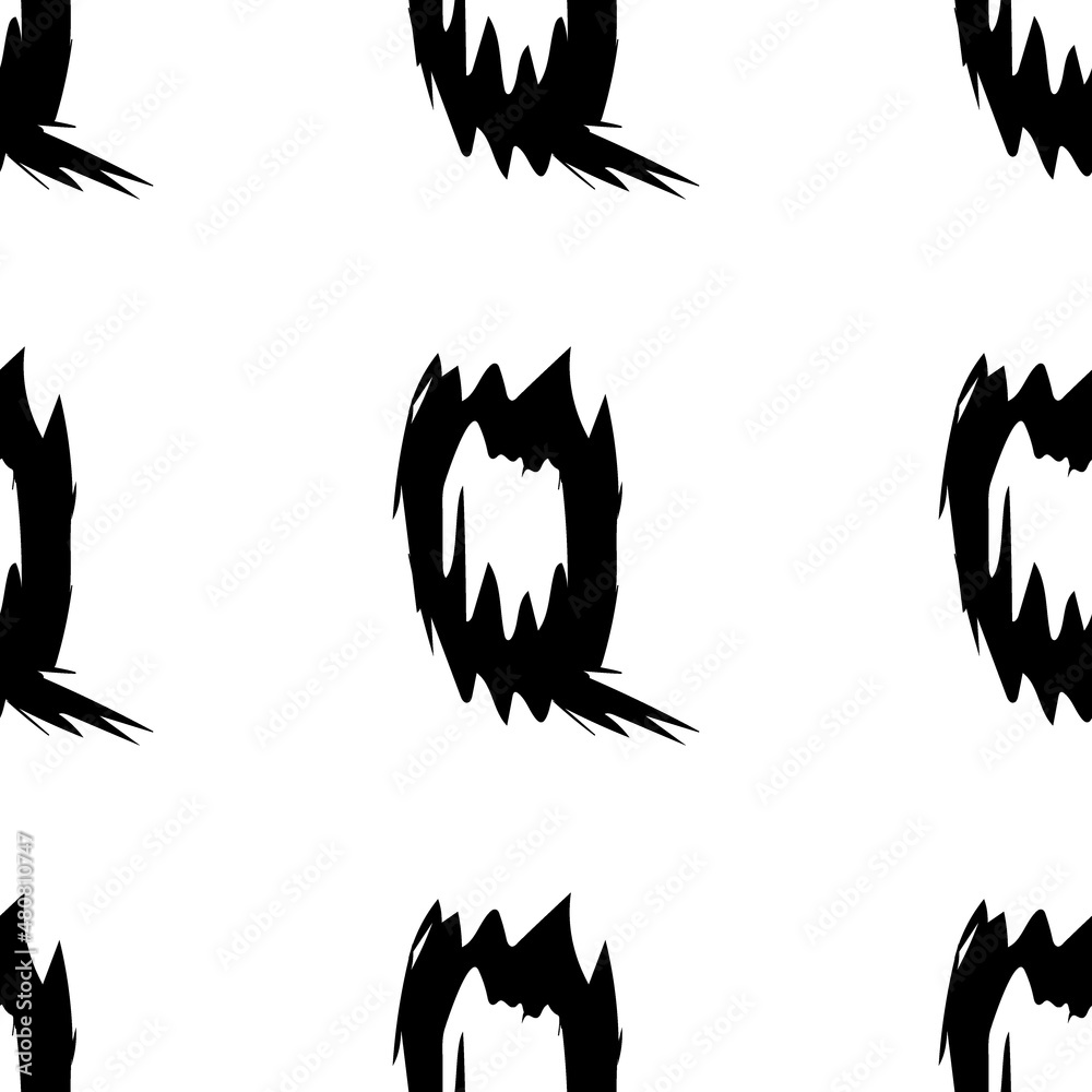 Obraz premium Black alphabet letters on white background. Seamless abstract vector geometric pattern. Perfect for gift wrapping paper, Bed sheets and interior. School and learning theme.