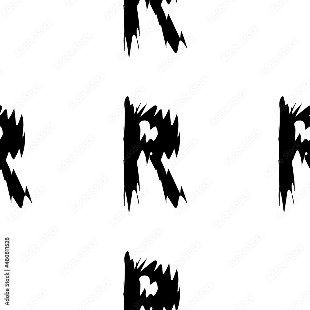 Obraz premium Black alphabet letters on white background. Seamless abstract vector geometric pattern. Perfect for gift wrapping paper, Bed sheets and interior. School and learning theme.