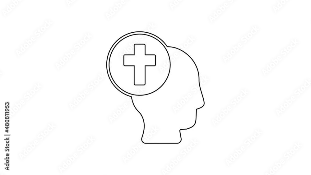 Black line Priest icon isolated on white background. 4K Video motion graphic animation Black line Priest icon isolated on white background. 4K Video motion graphic animation
