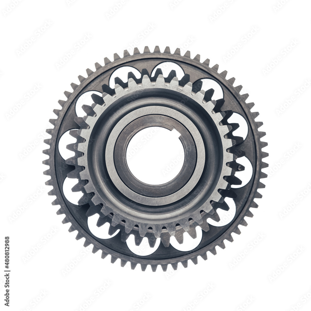 one way starter clutch bearing freewheel gear assy, isolated on white background