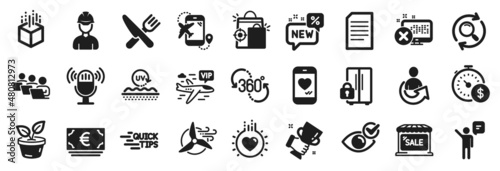 Set of Business icons, such as Winner cup, Augmented reality, Refrigerator icons. Uv protection, Share, Love signs. Search, Reject access, Market sale. Seo shopping, Agent, Last minute. Vector