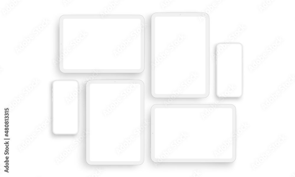 Clay Phones and Tablets Screens for Mobile App Design, Isolated on White Background. Vector Illustration Clay Phones and Tablets Screens for Mobile App Design, Isolated on White Background. Vector Illustration
