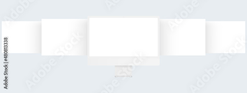 Computer Monitor Clay Mockup with Blank Web Pages. Concept for Showcasing Screenshots of Web-Sites. Vector Illustration