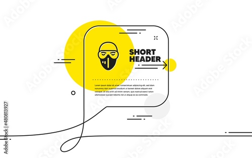 Medical mask icon. Continuous line chat bubble banner. Safety breathing respiratory mask sign. Coronavirus face protection glasses symbol. Medical mask icon in chat message. Vector