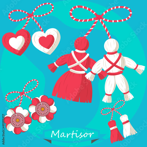 Baba Marta Bulgarian holiday theme set, Martisor