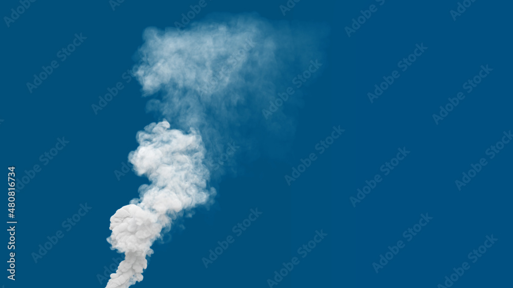 white rich contamination smoke column exhaust from factory, isolated - industrial 3D illustration white rich contamination smoke column exhaust from factory, isolated - industrial 3D illustration