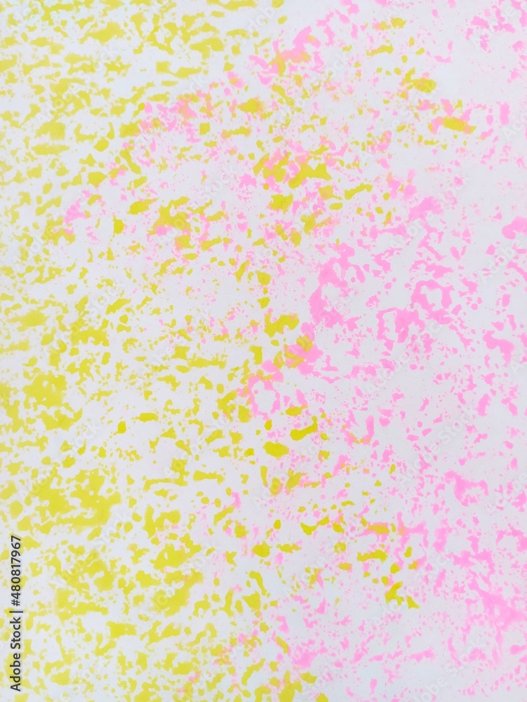 Splash pink paint on yellow paper background. Splash pink paint on yellow paper background.
