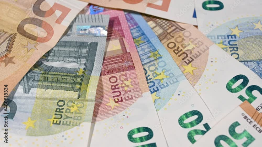 closeup of rotating euro banknotes closeup of rotating euro banknotes