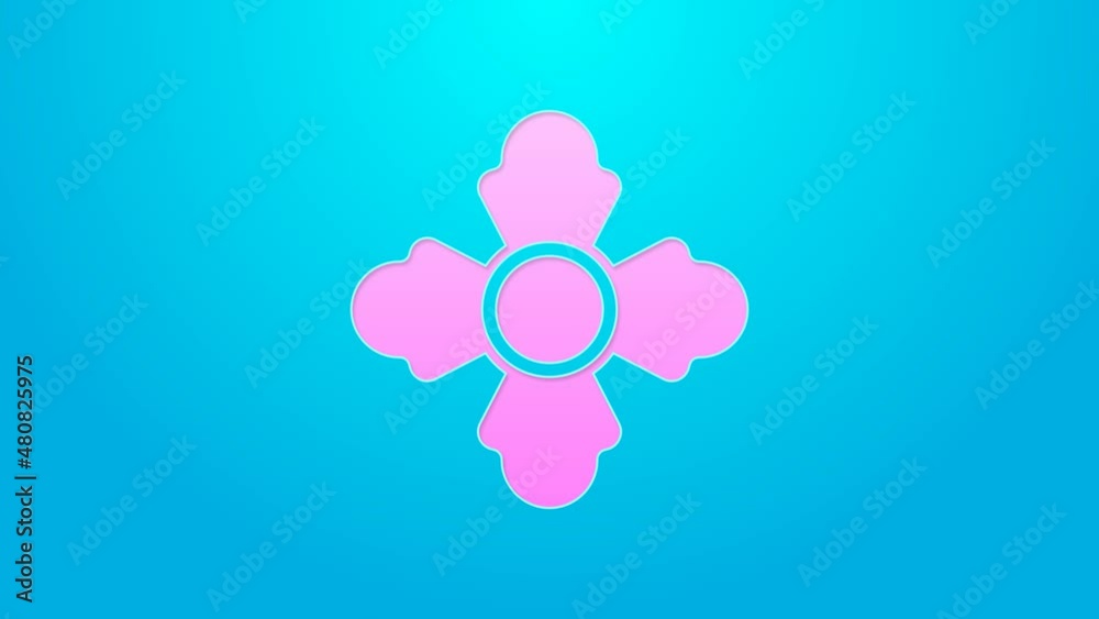 Pink line Firefighter icon isolated on blue background. 4K Video motion graphic animation Pink line Firefighter icon isolated on blue background. 4K Video motion graphic animation